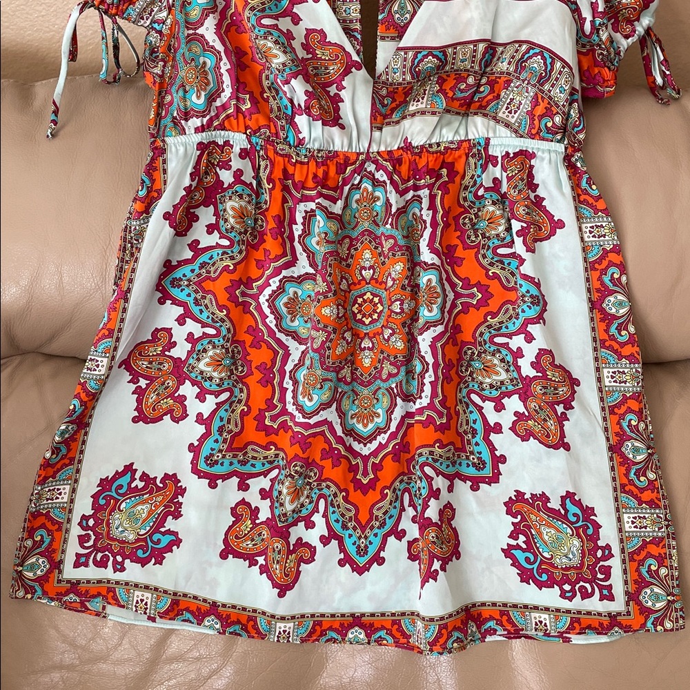 NWOT Alice & Trixie Multicolor Paisley Luxurious Silk Baby Doll Top Blouse L - Picture 4 of 12